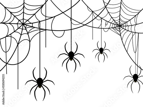 Halloween background or banner concept with spider silhouette. Vector illustration.
