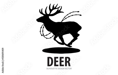 Reindeer and deer vector silhouette illustrations for Christmas, winter, and nature designs featuring wild animals, stags, and antlers