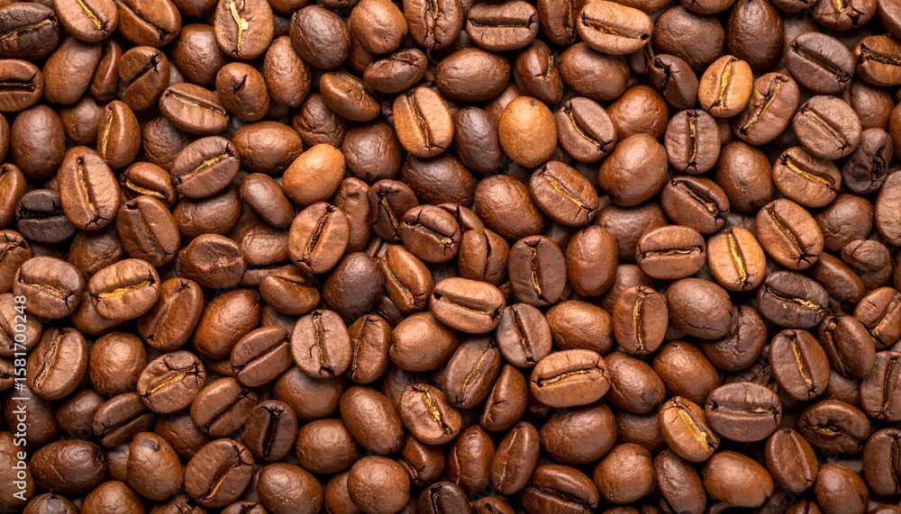 Roasted coffee beans background with rich brown tones and detailed texture Roasted coffee beans background with rich brown tones and detailed texture