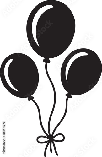 Black balloons silhouette tied with a bow celebration party