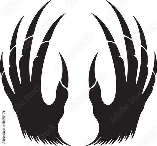 Black silhouette of sharp claws animal