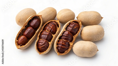 Wallpaper Mural Opened Tamarind Pods with Brown Seeds Close up several Torontodigital.ca