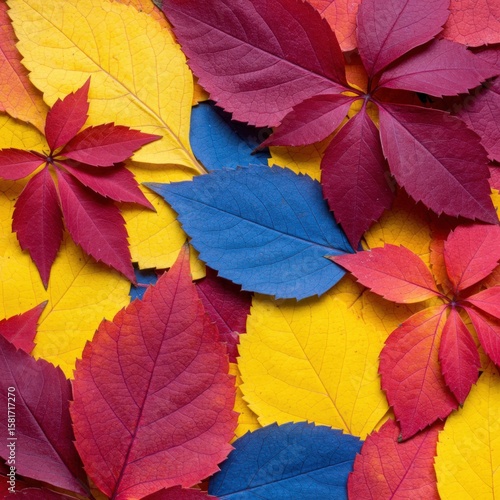 Vibrant Autumn Leaves Red Yellow Blue Fall Foliage 2