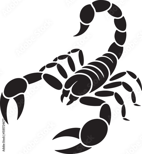 Black scorpion silhouette with segmented tail and claws arachnid arthropod