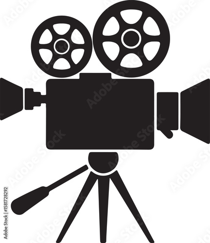 Vintage movie camera on tripod film projector