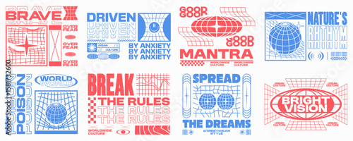 Minimal urban typography quotes set, Streetwear t-shirt design bundle, Brutalism graphic tee for print, Geometric shape poster design collection, Urban slogan clothing design packs