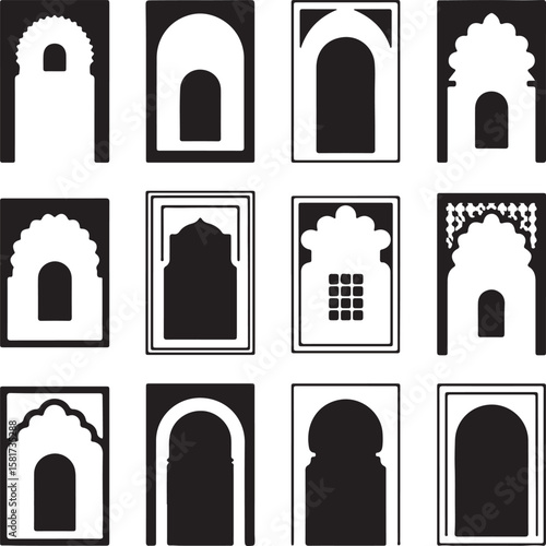 Islamic architectural elements silhouettes Islamic architecture archways
