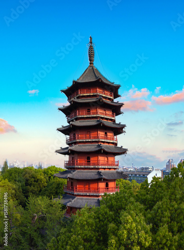 Wallpaper Mural Aerial view of Feiying Tower in Huzhou City, Zhejiang Province, China Torontodigital.ca