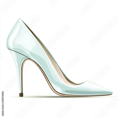 a high heels with glossy shine and pointed toe