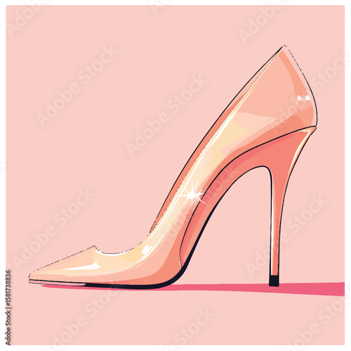a high heels with glossy shine and pointed toe