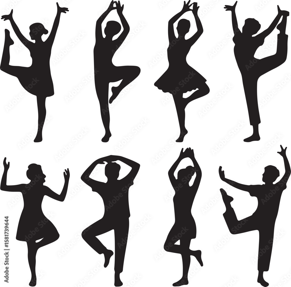 Fototapeta premium Graceful dancers in dynamic poses silhouette ballet