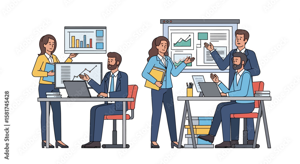 Fototapeta premium Business Team Presenting Data and Analyzing Charts.