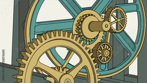 Explore mechanical engineering clockwork gears system design and engineering gear train mechanism illustration