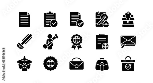 Collection of Black Business and Office Icons.