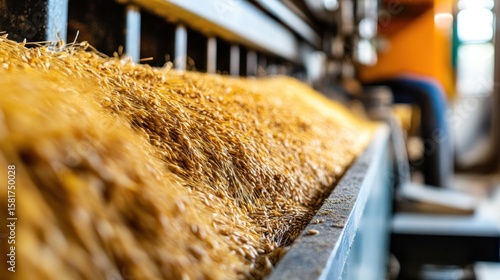 Wallpaper Mural Golden crop fibers on a conveyor Torontodigital.ca