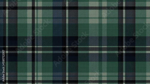 A Black Watch Tartan background with a soft watercolor effect blending dark green, navy, and black lines, creating a delicate, painterly, high-resolution artistic design.