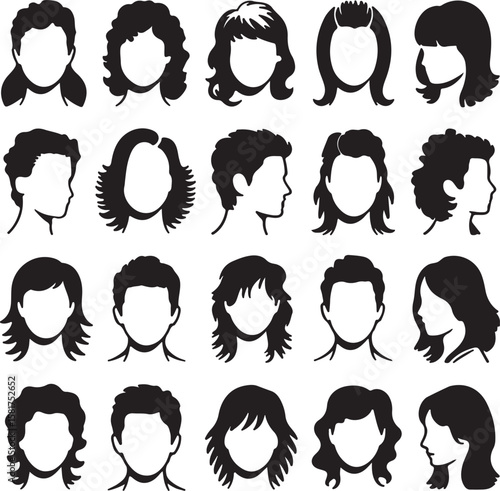 Diverse Hairstyles Silhouettes Collection people