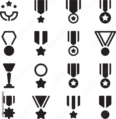 Award medals and trophies silhouette collection trophy star