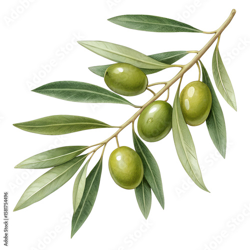 Wallpaper Mural Green olives on slender branch olive branch leaves Torontodigital.ca