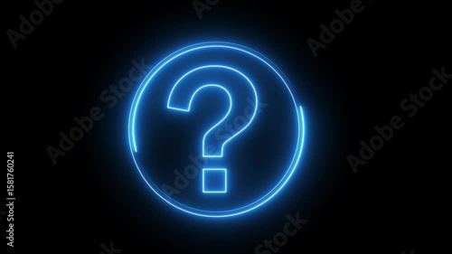 Glowing neon line Speech bubbles with Question icon isolated on black background. Letter Sign symbol, Message with a question mark with a neon saber effect. 4K Video motion graphic animation	