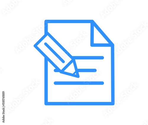 ペンと書類のアイコン / pencil document icon blue / ビジネス