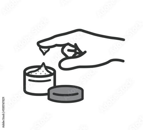 軟膏を手で塗るイラスト