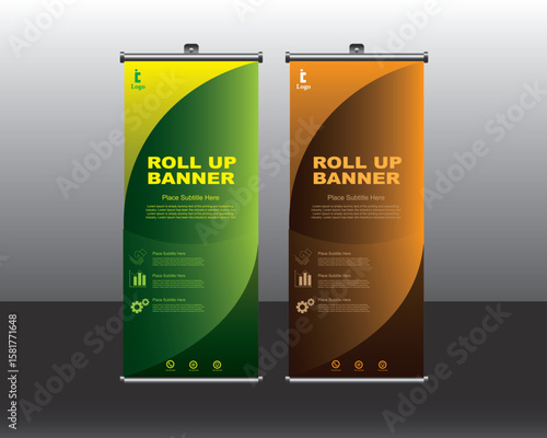 Roll up banner design, Roll up brochure flyer banner design template vector, abstract background, modern x-banner, rectangle size, editable template