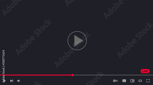 Video player interface. Media player window bar mockup. Web screen template for web and mobile apps. Flat vector illustration.