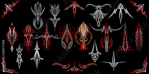 hotrod paint custom culture freehand tribal pinstripe vector pack