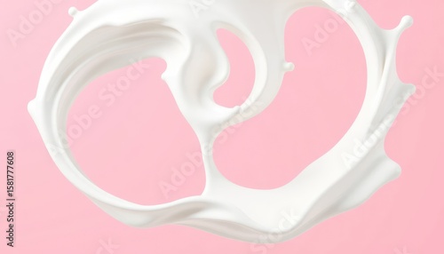 Abstract image of a white liquid splash against a pink background