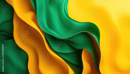 Abstract image with flowing green, yellow, and orange colors creating a vibrant design