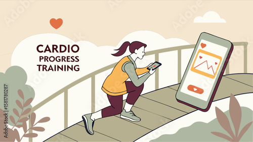 Track cardio progress training with mobile app for fitness and heart health improvement journey today