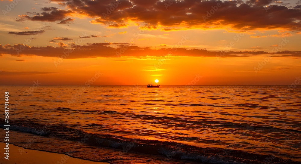 Obraz premium Sunset Glow Over Sea