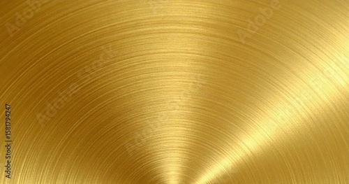 shiny brushed gold texture golden yellow metal plate round grooves abstract background banner