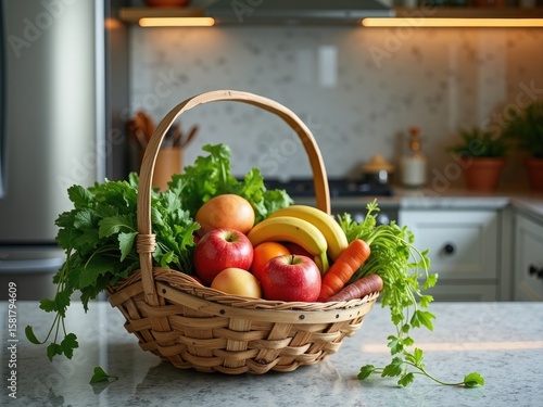 A vibrant arrangement of fresh fruits and vegetables 