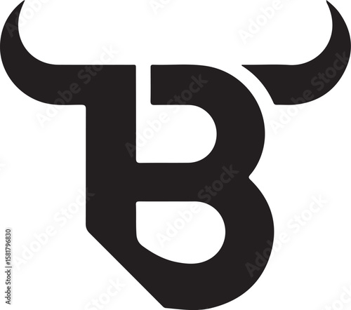 Bull Head with Letter B Logo
