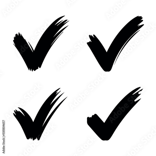 Brush stroke check mark vector illustration for approval design and confirmation graphic element vector