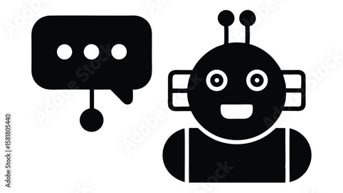 AI Powered Assistant Chatbot Icon with Speech Bubble Design for Digital Communication