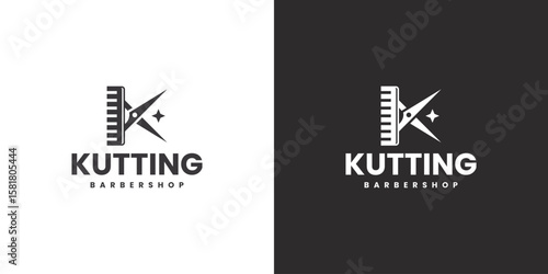 hairstyle barbershop k letter logo vector