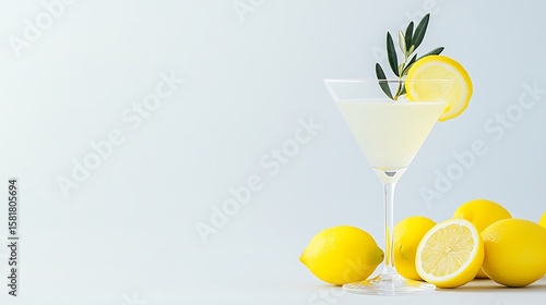 Lemon Cocktail with Fresh Lemons, Refreshing Drink
