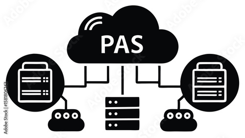 Cloud Infrastructure Platform as a Service Vector Design with Network and Data Elements