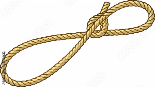 Illustration of a tan rope tied in a noose knot for sailing and nautical themed design projects and crafting