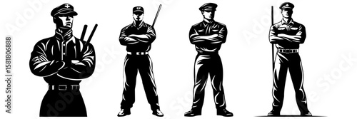 Law Enforcement Clipart – Police Patrol Line Art Graphic