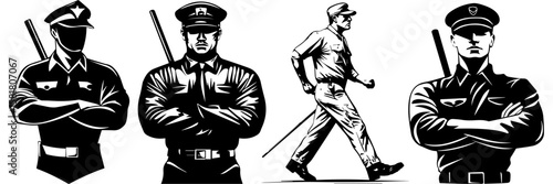 Law Enforcement Clipart – Police Patrol Line Art Graphic