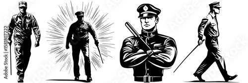 Law Enforcement Clipart – Police Patrol Line Art Graphic