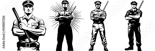Law Enforcement Clipart – Police Patrol Line Art Graphic