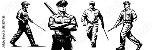 Law Enforcement Clipart – Police Patrol Line Art Graphic