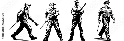 Law Enforcement Clipart – Police Patrol Line Art Graphic