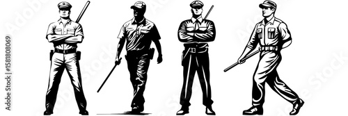 Police Officer Vector – Security Guard Silhouette Illustration
