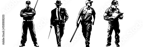 Police Officer Vector – Security Guard Silhouette Illustration